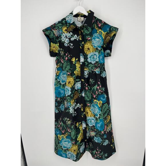 TUCKERNUCK Black Verdant Floral Chloe Dress NWT Size Large (Missing Belt) - Picture 11 of 12